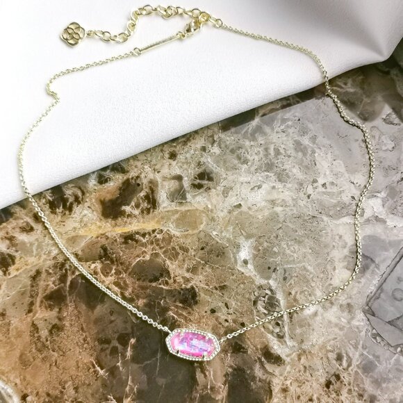 Gold Elisa Fuchsia Kyocera Opal Pendant Necklace - Picture 2 of 3